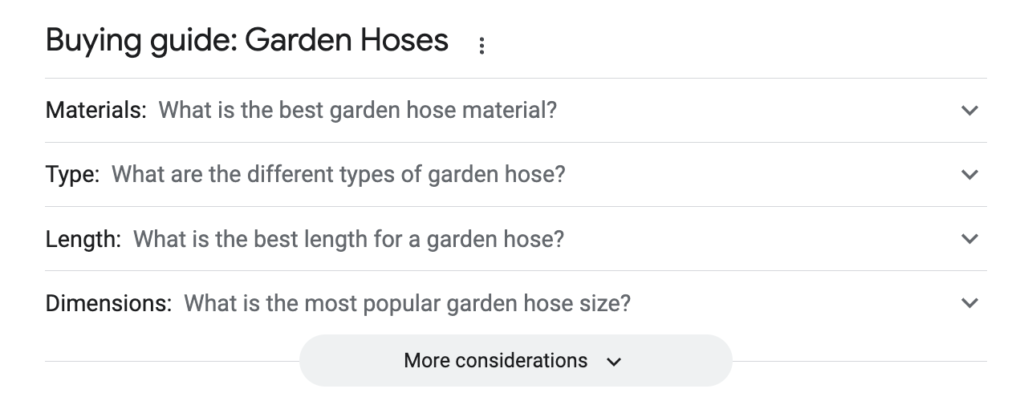 Related PAA result for the keyword Garden Hose on Google