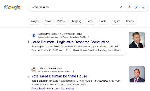 Google search results for "jared bauman"