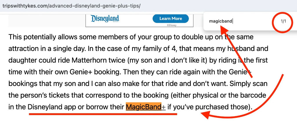 Highlighting the word "MagicBand+" that was mentioned in the article