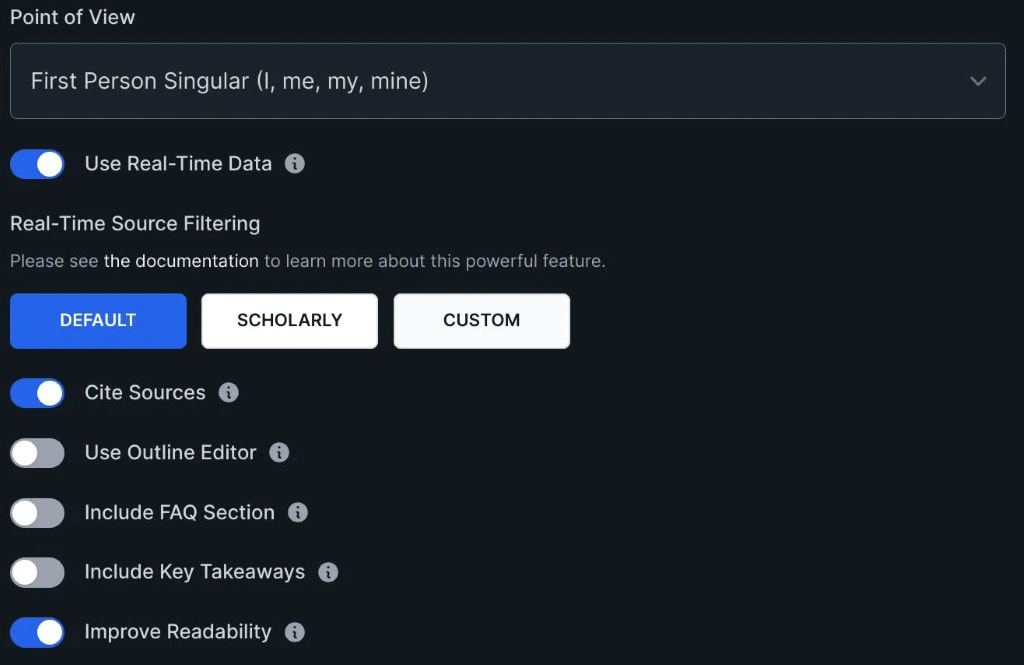 Customizing the article point of view in Koala