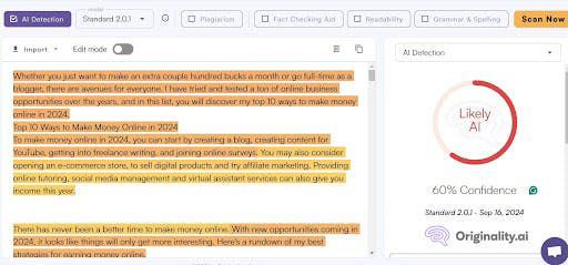 Article flagged as 60% Likely AI