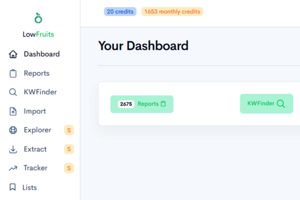 Low Fruits dashboard