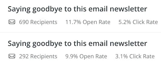 Screenshot of a Convertkit inbox