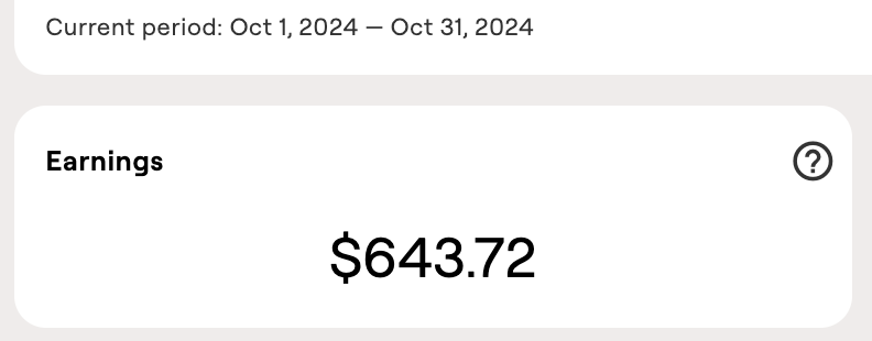 Total earnings for the period of October 2024