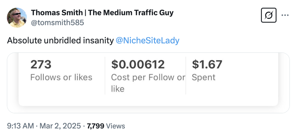 Accumulated costs for follow or likes
